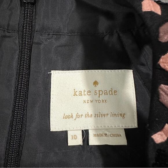 Kate Spade Dress By The Pool Black Mosaic Floral Embroidered Shift Dress Size 10 - Picture 7 of 13